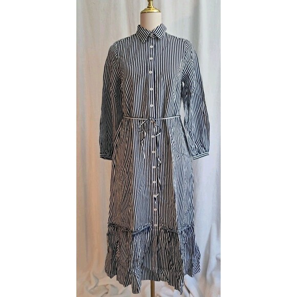 J.Crew Long Amelia Shirtdress Striped Drapey Viscose Twill CF659 Size XS NWT - Picture 2 of 12